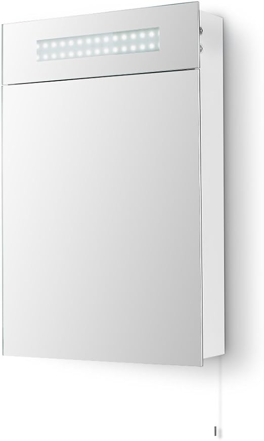 Large Modern LED Illuminated IP44 Rated Battery Operated Bathroom Wall