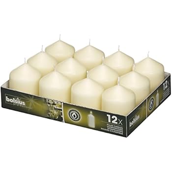BOLSIUS Ivory Pillar Candles - 12 Pack -16 Long Burning Hours Candle Set - 3-inch x 2.5-inch Dripless Candle - Perfect for Wedding Candles, Parties and Special Occasions