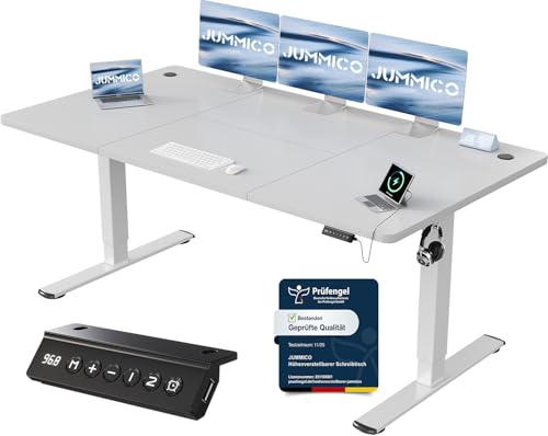 JUMMICO Höhenverstellbarer Schreibtisch 180 x 80 cm, USB-A-Anschluss