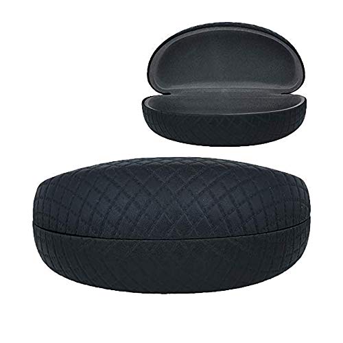 Sunglass Case Hard Shell | Large Eye Glasses Case For Men And Women | Protective Holder for Eyewear | Fits Most Eyeglasses | Quilted Black
