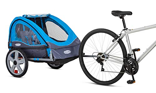 InStep Take 2 Kids/Child Bicycle Tow Behind Trailer, Blue Foldable 2 Passengers (Renewed)