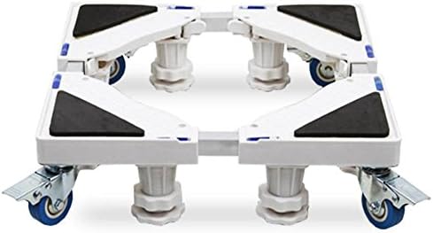 Adjustable Appliance Roller Trolley Wheels Base Castors For Washing Machine Fridges Freezer Tumble Dryers Squared Stainless Steel,White-8Legs+4Wheels-Brakes