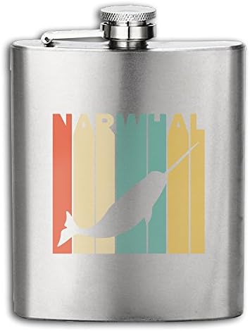 Vintage Style Narwhal Silhouette Stainless Steel Pocket Flagon Shot Flask Hip Flask Wine Pot 6OZ