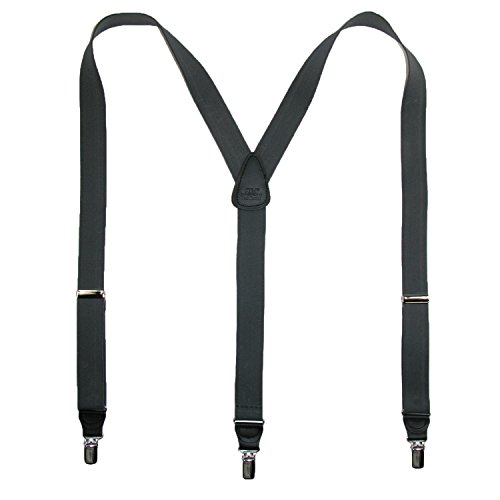 CTM Men's Big & Tall Elastic Clip End Premium Solid Suspenders, Black