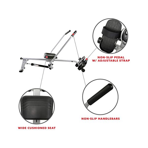 Sunny Health & Fitness Smart Compact Full Motion Rowing Machine, Full-Body Workout, Low-Impact, Extra-Long Rail, 350 LB Weight Capacity and Optional Free SunnyFitÂ® App Enhanced Connectivity - Image 5