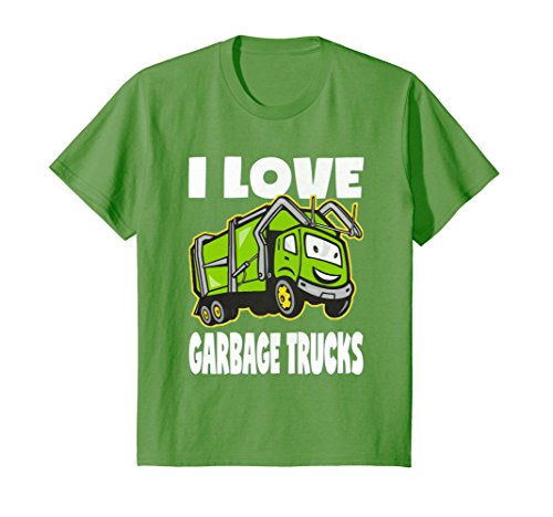 Kids I Love Garbage Trucks Vintage Monster Work Truck T-Shirt 4 Grass