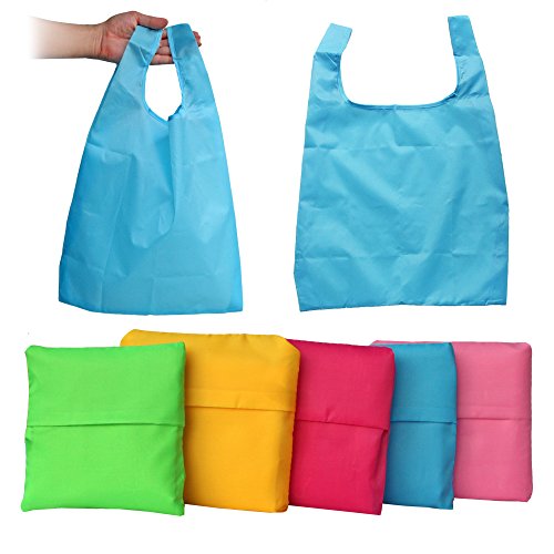 Reusable foldable shopping travel tote bags - set of 5 …