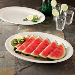 11" X 16" ELEGANT OVAL WHITE PLASTIC PARTY PLATTER TRAYS 25CS