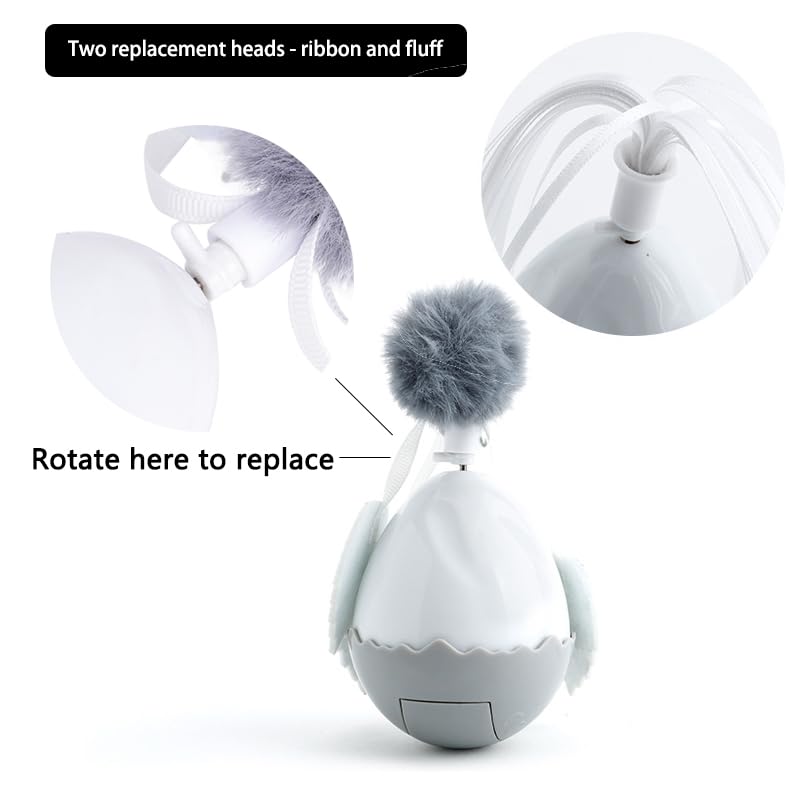 AIKEXINXI Cat Toys Kitten Indoor Interactive Automatic Tumbler Feather Toys with 2 Kinds of Detachable Heads Exercise Wheel Mobile Battery Stop in 10 Minutes
