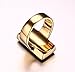 MEALGUET Stainless Steel Gold Plated Rectangle Large Glass Women's Fashion Cocktail Ring, Black, Size 9