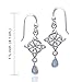 Sterling Silver Four-Point Celtic Knot North Star Earrings with Rainbow Moonstone Teardrops