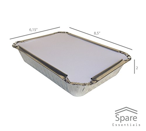110 Pack - Aluminum Foil Pan Containers with Lids Take Out Pans Food Containers Disposable Easy Pack From Spare – 2.25Lb Capacity 8.5" x 6" x 3" – STANDARD Size - Thumbnail 2