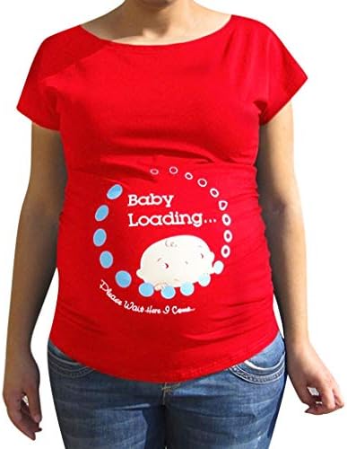Women's Maternity Baby Loading Print T-Shirt Top Tee Shirt Funny Cute Maternity T-Shirt Round Neck Short Sleeve Casual Maternity T Shirt