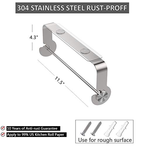 Adhesive Paper Towel Holder, Under Cabinet Towel Rack for Home Kitchen, 304 Stainless Steel-Rustproof No Drilling