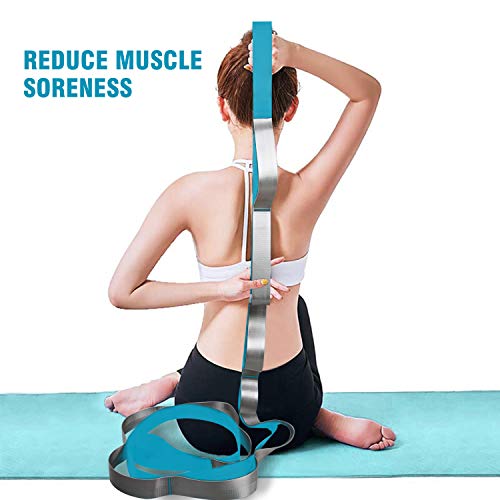 Yoga Strap Fitness Multi-Loop Strap Stretch Band 12 Loops Yoga Stretch Strap Nonelastic Stretch Strap for Physical Therapy, Pilates, Dance and Gymnastics with Carry Bag
