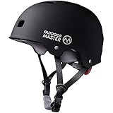 OutdoorMaster Skateboard Helmet - CPSC Certified Lightweight, Low-Profile Skate & Freestyle BMX Helmet with Removable Lining - 12 Vents Ventilation System - for Kids, Youth & Adults - M - Black