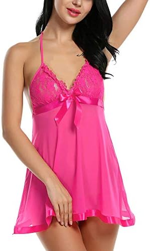 Women Babydoll Lingerie Nightwear with Panty (Rose Pink (Light), X-Large)