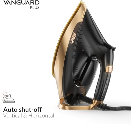 Feller Germany Vanguard Plus Steam Iron 3000W,Grab-to-Steam Technology,Prime Gold Ceramic 2x Sole Plate+Anti Calc,Anti Drip,Auto Shut Off,Display,Turbo Steam, SI300,2Y Guarantee-UAE Version (Gold)