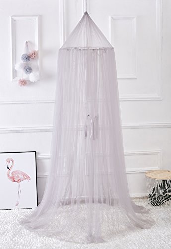 Dix-Rainbow Kid's Bed Canopies Crib Netting Princess Girls Bed Canopy Toddler Baby Crib Mosquito Net Curtains Mesh Lace Round Dome Crown Kids Play Tent Boys Reading Castle Game House