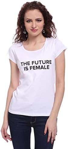 O Womania White Cotton Round Neck Half Sleeve Tees for Women's (S,M,L)