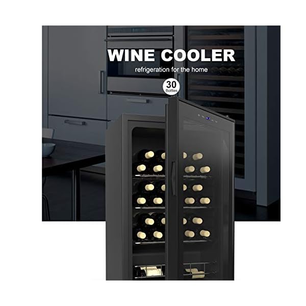 KUPPET-27-Bottles-Compressor-Freestanding-Wine-CoolerChiller-RedWhite-Wine-Beer-and-Champagne-Wine-Cellar-Digital-Temperature-Display-Double-layer-Glass-Door-Quiet-Operation