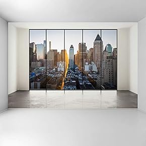 Wall Mural 3D Cityscape Removable Wallpaper Wall Sticker for Bedroom Living Room - 66x96 inches