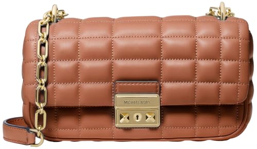 Michael Kors Tribeca Small Convertible Chain Shoulder Bag, Gold-Tone Hardware/Box Quilted Costa Lamb Leather/Luggage
