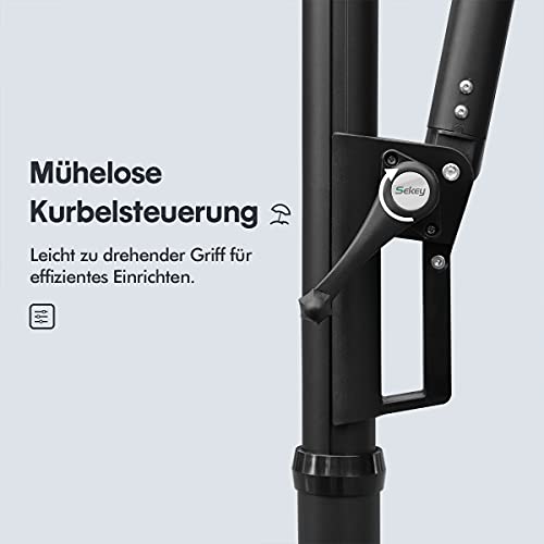 Sekey® Ampelschirm 300 cm Sonnenschirm Gartenschirm Kurbelschirm mit Kurbelvorrichtung Sonnenschutz UPF50+ – Bild 8