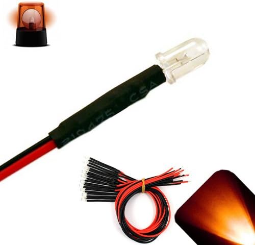 5mm 12v Pre-Wired Flashing Amber/Orange LED - Ultra Bright (Pack of 10)