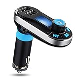 FM Transmitter Bluetooth Wireless Car Hands Free Car Kit Radio Adapter Support SD Card or USB Music Playing with Dual USB Car Charger for Iphone and Android Silver