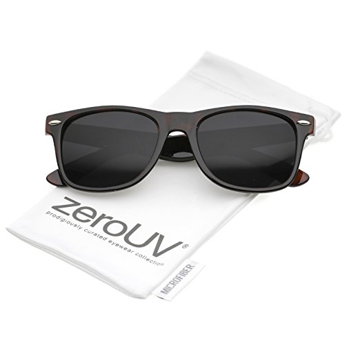 zeroUV - Retro Wide Arm Neutral Colored Lens Horn Rimmed Sunglasses 55mm (Shiny Tortoise/Smoke)