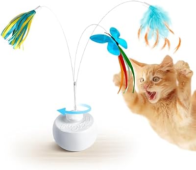Migipaws Interactive Cat Toy Butterfly & Feather Kitten Toy with Auto Spinning