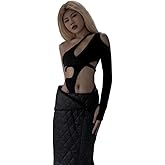 SINROYEE Women's Bodysuit Tops Sexy Hollow Out Summer Streetwear Outfit Gothic Jumpsuit T Shirt Short Sleeve Sleeveless