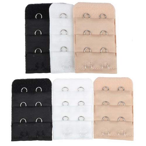 Baost 5Pcs 3 Rows 2 Hooks Lingerie Bra Strap Extender Soft Bra Back Band Extension Bra Extenders Elastic Stretchy Spacing Bra Extender Strap for Women Girls Ladies White - Thumbnail 5