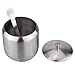 Anself Stainless Steel Cruet Seasoning Condiment Pot Sugar Coffee Can Container Drum Shaped with Spoon