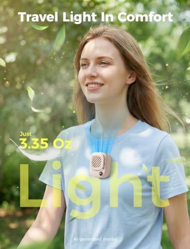 Aecooly Mini Portable Neck Fan, Mighty Hands Free Fan, Magnetic Fit Click 01 USB Rechargeable[10H Max Cooling Time], Battery Operated Wearable Personal Fan for Travel, Summer, Gifts for Women - Beige