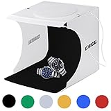 Portable Photo Studio Box for Jewellery and Small Items Photography Lighting Studio Box Booth Shooting Tent Kit with 2x20 LED Lights 6 Colors Backdrops