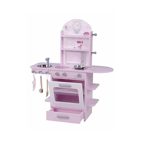 roba Spielküche, rosa, Kinderküche mit Herd, Spüle, Wasserhahn & Regal inkl. Zubehör – Bild 3