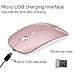 Tsmine Wireless USB Charger Computer Mouse for MacBook Air Mac Pro Laptop Ipad Pad PC The Laser Optical Rechargeable Mini Slim Silent Mice is Replacement Wired Widely Used Desktop iMac (Rose Gold)