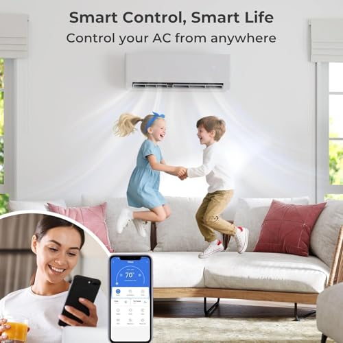 SIMOE 18K BTU Dual Zone 12000 + 12000 BTU Mini Split AC & Heat Pump, Work with Alexa, 22 SEER2 208-230V, Wifi Enabled Mini Split Air Conditioner with Pre-Charged Condenser