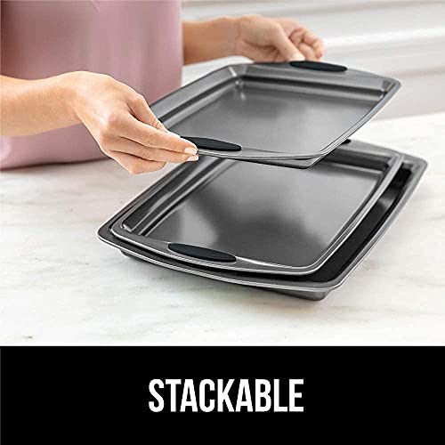Gorilla Grip Non Stick Jelly Roll Baking Pans, Thick Warp Proof, 3
