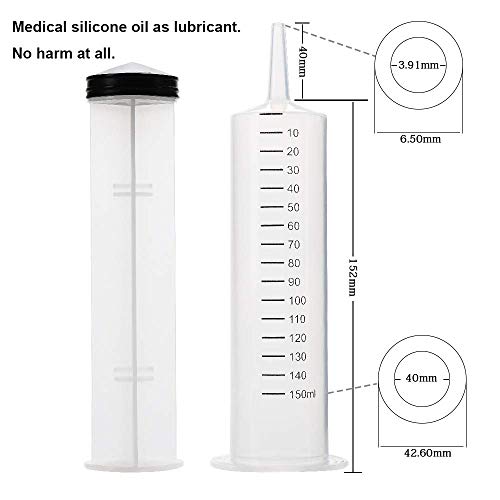 150ML Large Plastic Syringe with Plastic Tubing Hose for Dispensing Injection Filtration Watering