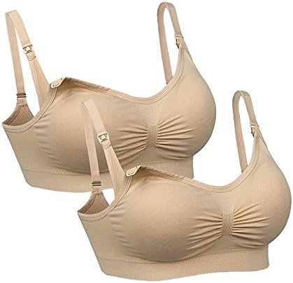 Vigoo PINK Motherhood Nursing Hands Free Pumping Bra (XL, 2Pack(Nude))
