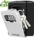 TOWOKE Key Lock Box Wall Mount Waterproof Combination Key Safe Box for Outside, Zinc Alloy Key Storage Box with Resettable Code for House Spare Keys, 5 Key Capacity - Mounting Kit Included
