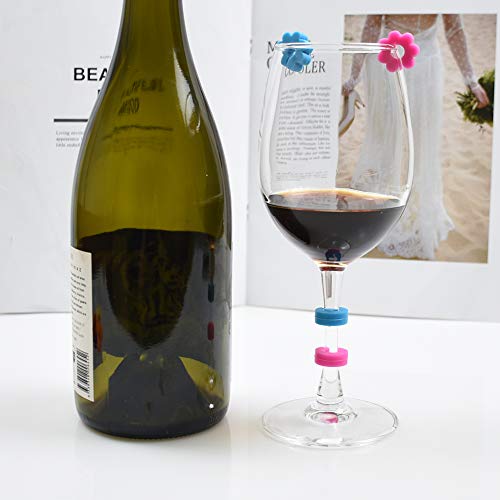 30 Pcs Silicone Drink Markers Wine Glass Charms Markers Drink Markers for Champagne Flutes Cocktails Martinis Wine Glass 3 Size - Thumbnail 5