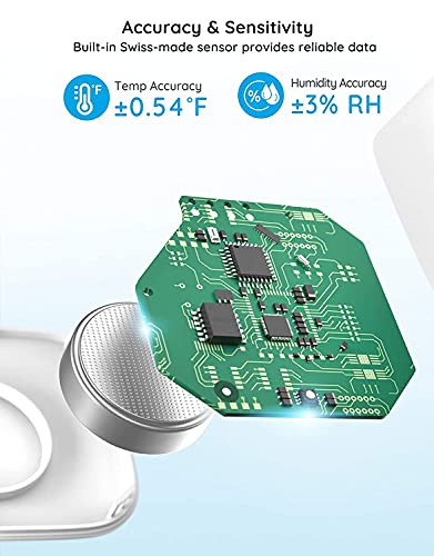 Govee Bluetooth Thermometer&Hygrometer, Mini Accurate Humidity and Temperature Sensor with Data Storage Export for iOS/Android, Temp Humidity Monitor with Alert for House Wine Living Room Baby Room