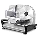 Electric Meat Deli Cheese Food Slicer, Aicok Precisely Cuts Meat, Cheese, Ham, Fruit and Veggies, Removable 7.5-inch Stainless Steel Blade for Home use, 150 Watt, Silver