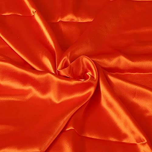 100% Polyester/Poly Silk Silky Satin Fabric, Dressmaking, Wedding, Prom - Dress Craft Fabric Material 58" - 150 cm Wide Sold As 1 Meter Pre - Cut Lengths (Available in 22 Colours) (Orange)