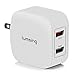 Lumsing Quick Charge 2 Port Wall Charger, 20W QC2.0 Dual USB Port Travel Charger for iPhone,Samsung Galaxy S5 S6 Edge Note 4 5, Google Nexus 6, Sony Xperia Z3 Z4 Tablet-Grey