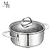 Mr Rudolf Cooking Pot, 2 Quart Dutch Oven with Lid,Stainless Steel Pot with 2 Handles,Dishwasher Safe Cooking Healthy Cookware